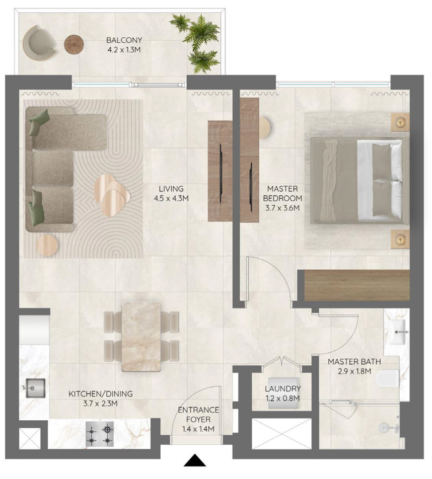 Emaar Palace Residences 1 Bedroom Floor Plan