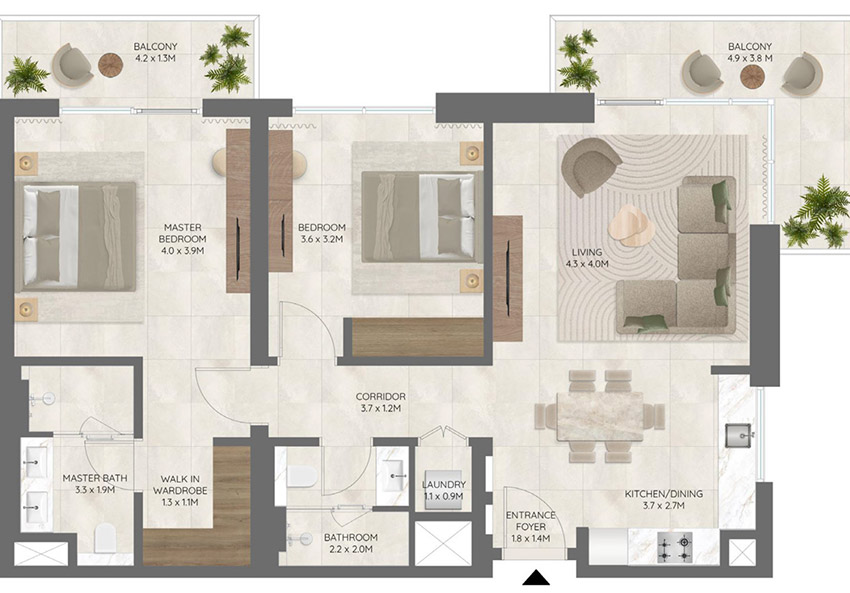 Emaar Palace Residences 2 Bedroom Floor Plan